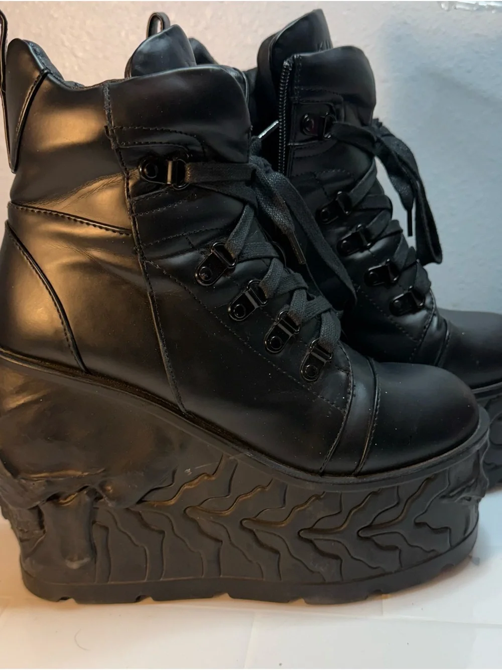Killstar Black Platform Skull Combat Boots